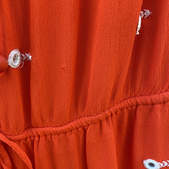 Anthropologie Womens size 6 Espejo Leifnotes Orange mirror embroidered Dress👇🏼 - Picture 10 of 11